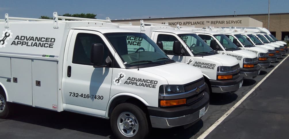 Advanced Appliance Repair Service fleet vehicle parked at a New Jersey home